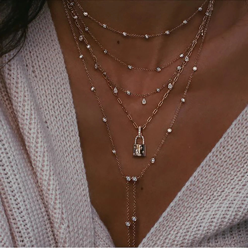 Star and Moon Layered Necklace