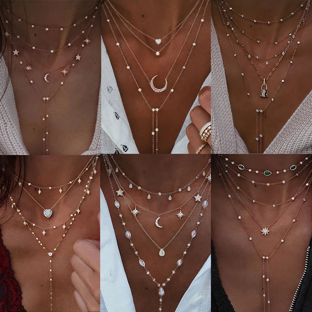 Star and Moon Layered Necklace