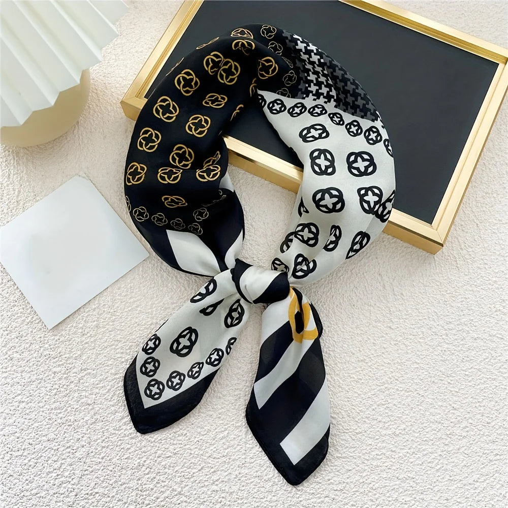 Elegant Floral and Paisley Scarf: Luxurious Satin Wrap