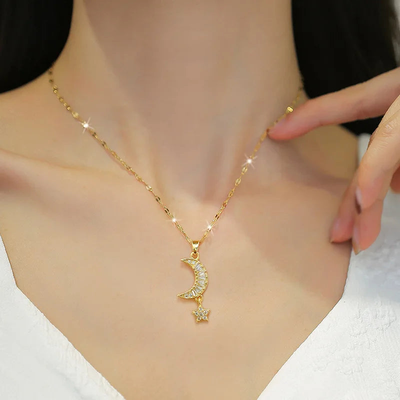 Classic Moon and Star Necklace