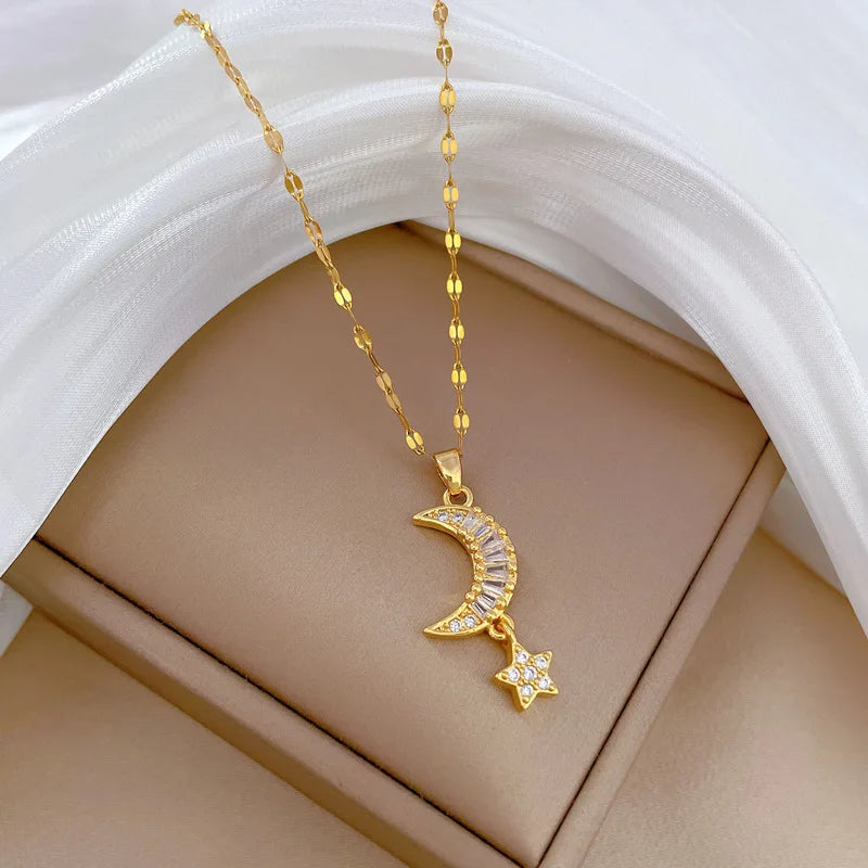 Classic Moon and Star Necklace