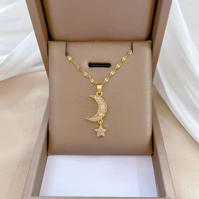 Classic Moon and Star Necklace