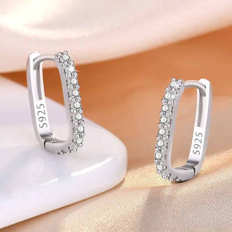 Shimmering Circles: Sterling Silver Crystal Hoop Earrings