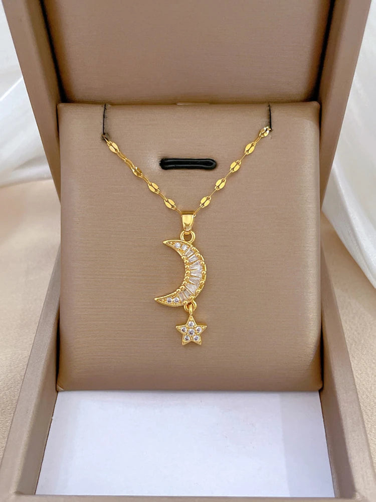 Classic Moon and Star Necklace