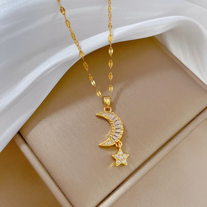 Classic Moon and Star Necklace