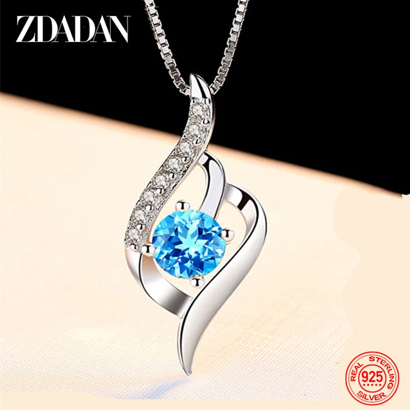 Shimmering Serenity: Blue Crystal Silver Necklace