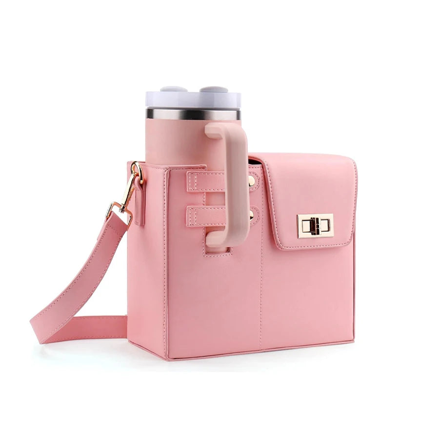 Stylish Shoulder, or Crossbody Purse/ Bag with Sports Water Bottle Holder, Tumbler Purse, Fits Most Large Insulated Tumblers and Bottles