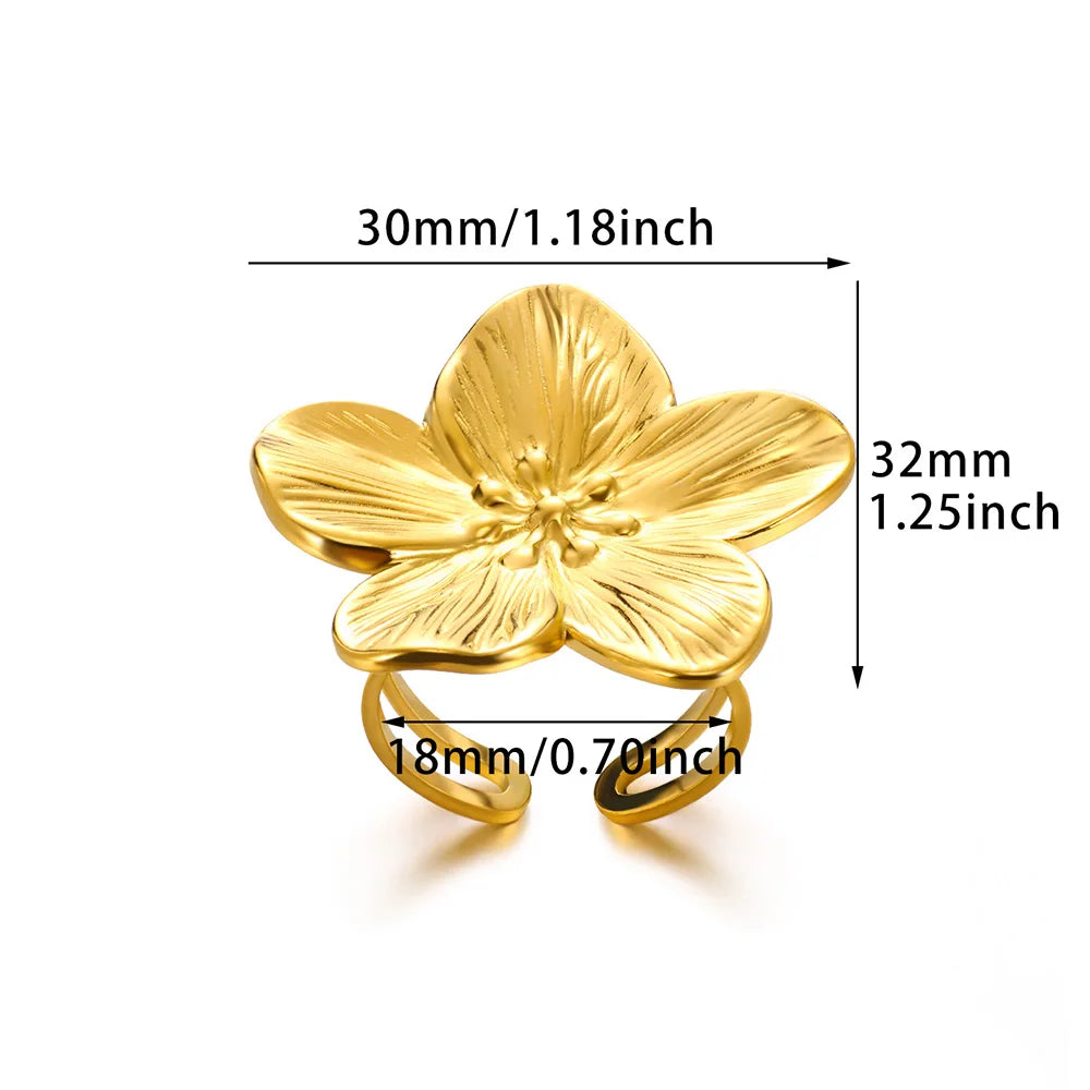 Gold Sun Starfish Open Flower Ring