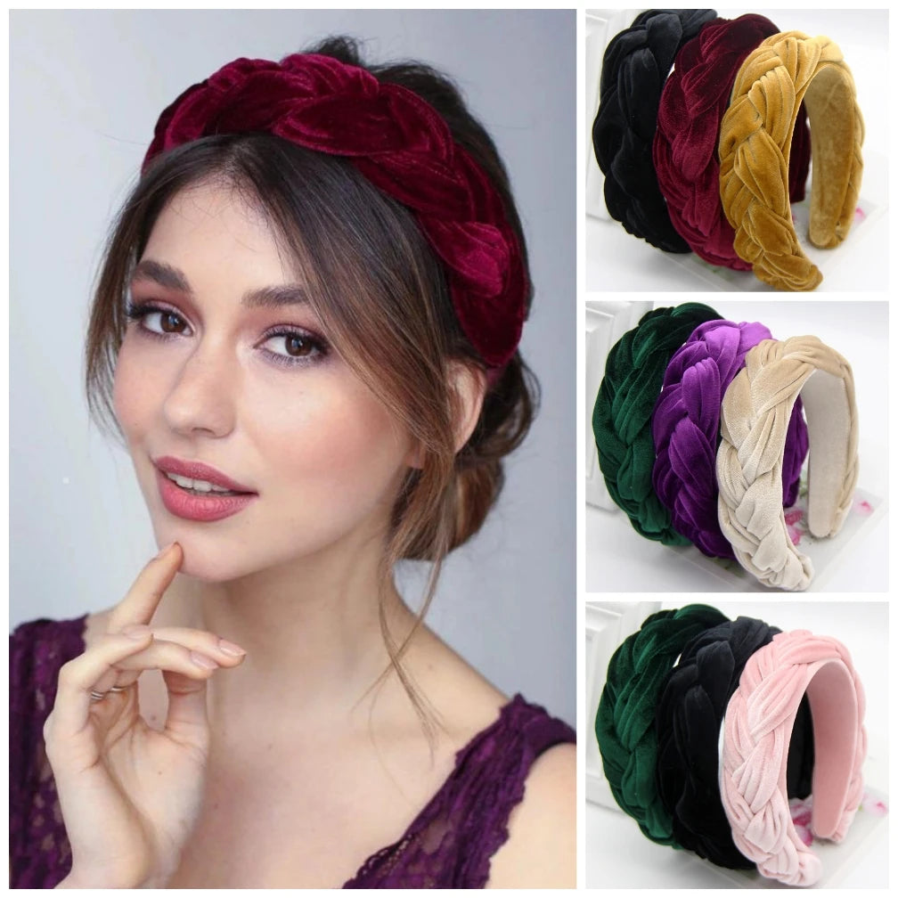 Elegant Burgundy Velvet Braided Headband