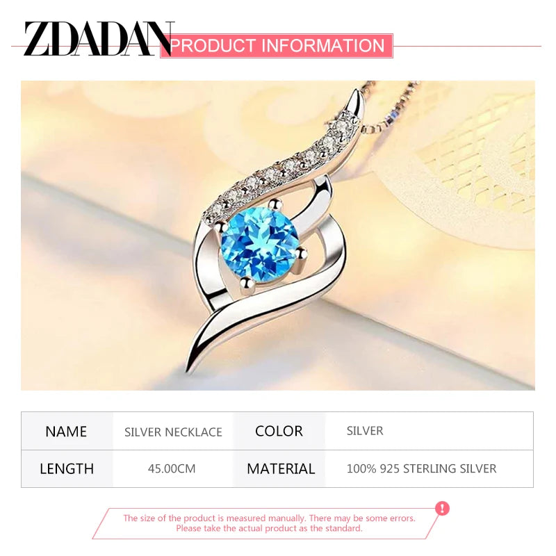 Shimmering Serenity: Blue Crystal Silver Necklace