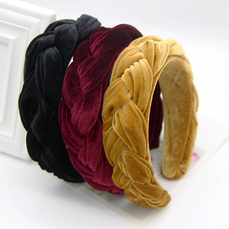 Elegant Burgundy Velvet Braided Headband