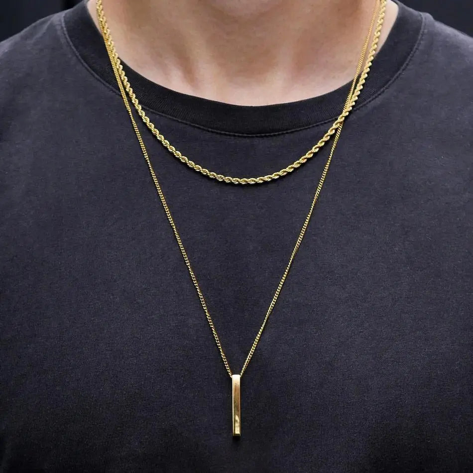3D Bar Pendant Necklace Set