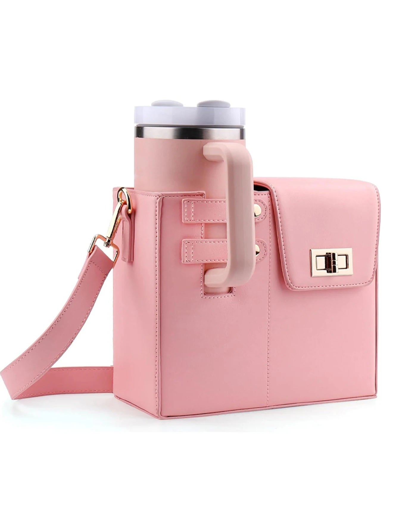 Stylish Shoulder, or Crossbody Purse/ Bag with Sports Water Bottle Holder, Tumbler Purse, Fits Most Large Insulated Tumblers and Bottles