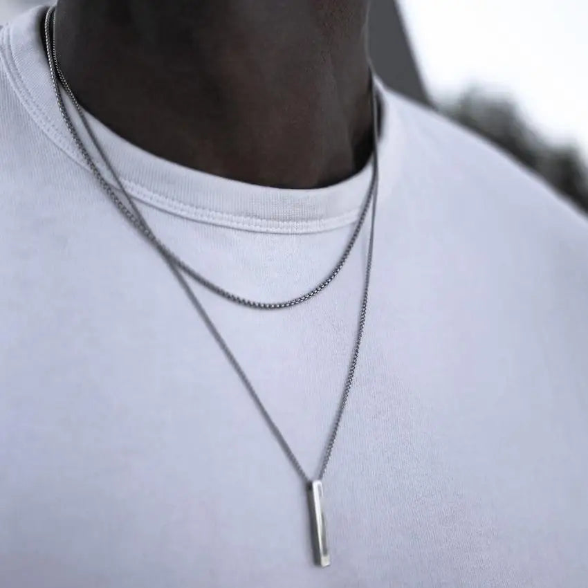 3D Bar Pendant Necklace Set