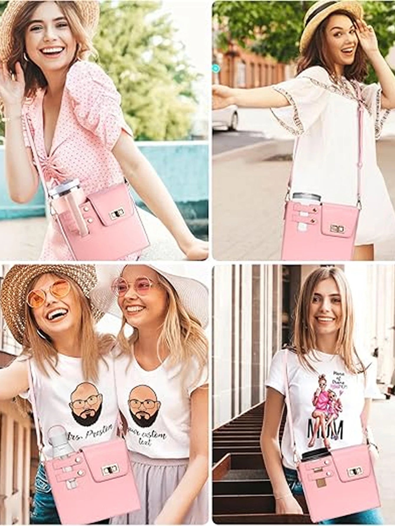 Stylish Shoulder, or Crossbody Purse/ Bag with Sports Water Bottle Holder, Tumbler Purse, Fits Most Large Insulated Tumblers and Bottles