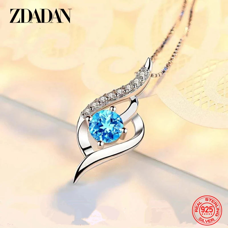 Shimmering Serenity: Blue Crystal Silver Necklace