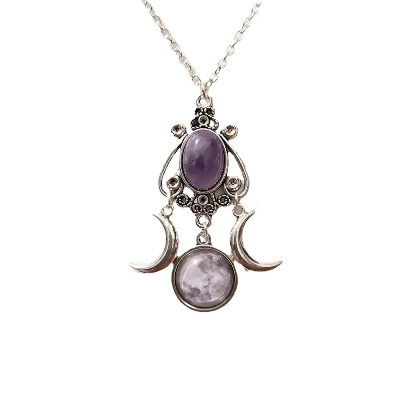Triple Moon Pendant Necklace