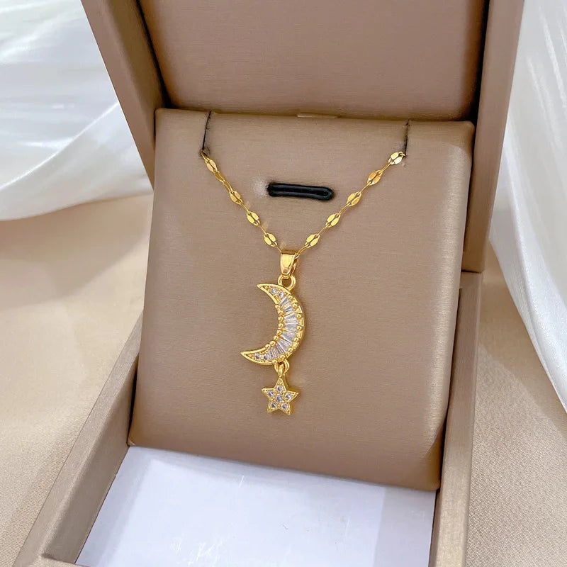 Classic Moon and Star Necklace