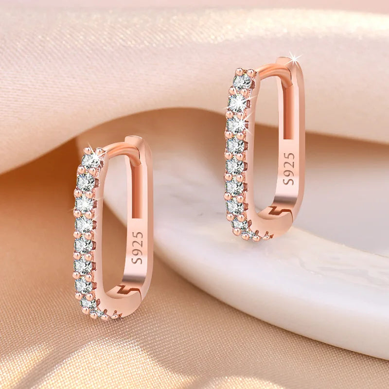 Shimmering Circles: Sterling Silver Crystal Hoop Earrings