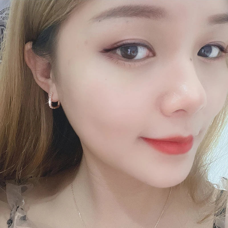 Shimmering Circles: Sterling Silver Crystal Hoop Earrings