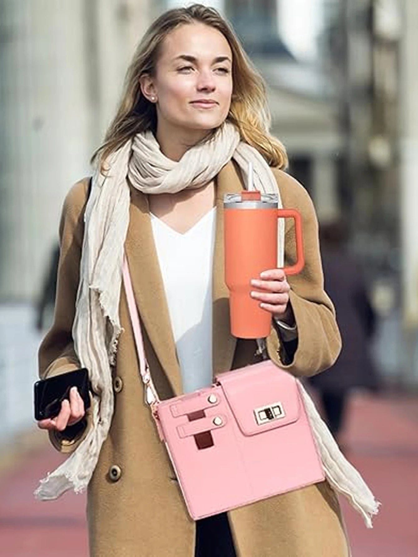 Stylish Shoulder, or Crossbody Purse/ Bag with Sports Water Bottle Holder, Tumbler Purse, Fits Most Large Insulated Tumblers and Bottles