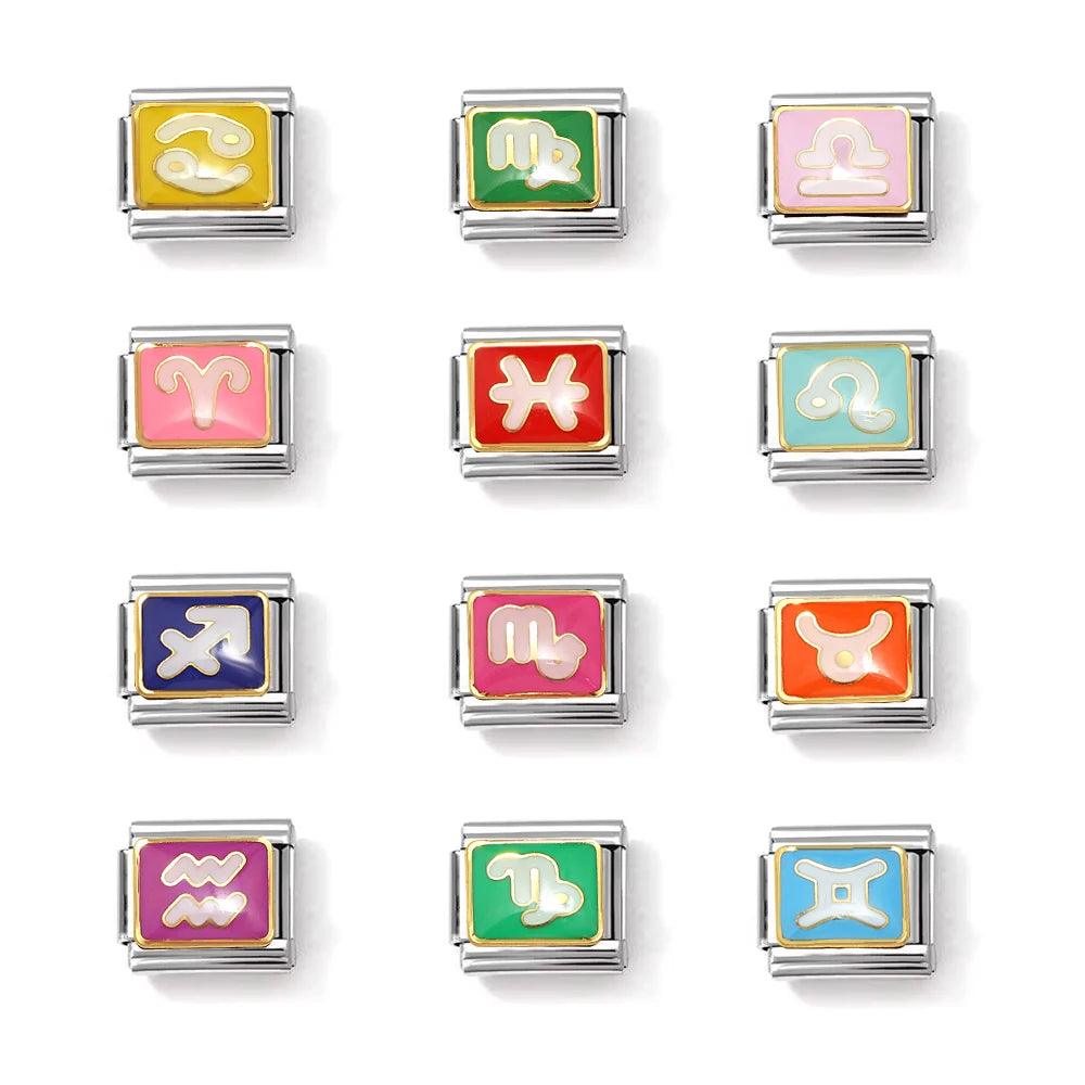 Zodiac Bead Charm Bracelet - Stainless Steel
