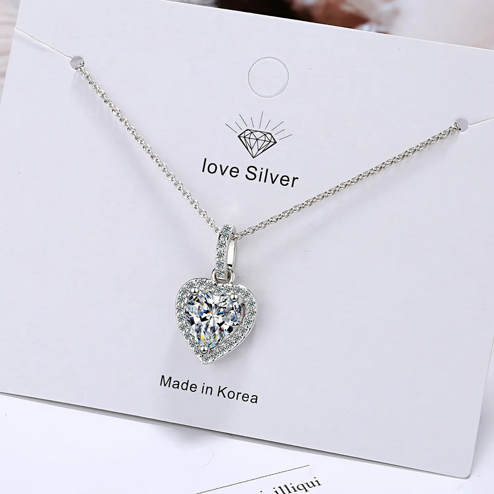 Radiant Love: Sterling Silver Heart Necklace